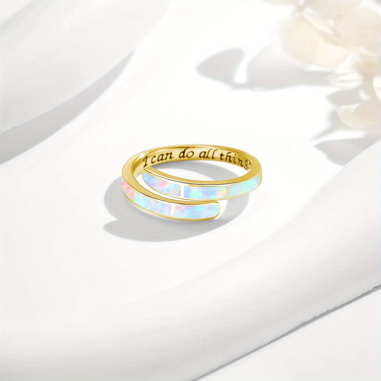 Adjustable 925 Sterling Silver Golden Opal Ring