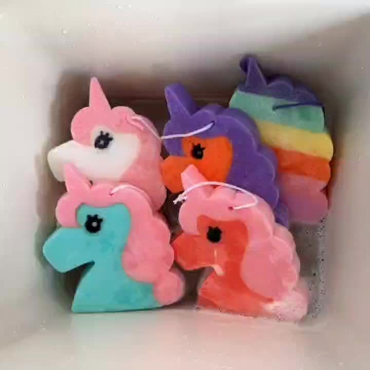 2-Pack Unicorn Themed Bath Sponge, Multi-Color Options
