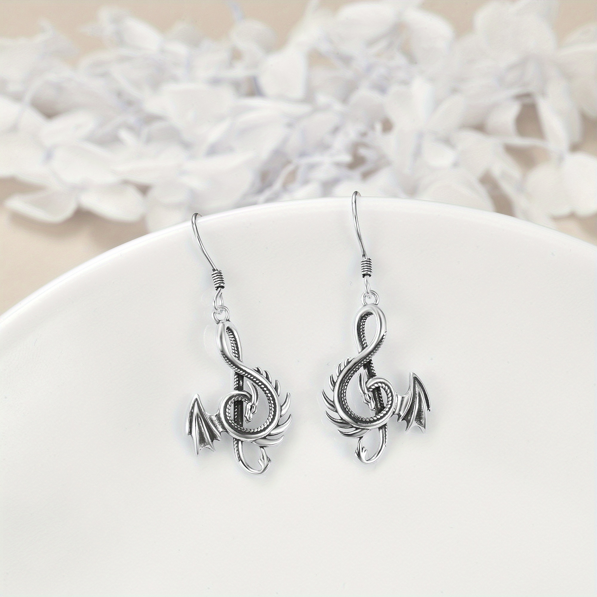 Vintage Gothic Dragon Earrings 925 Silver Jewelry for Women