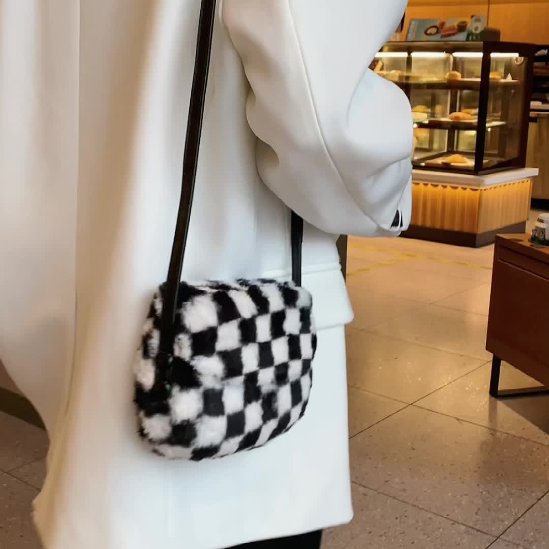 Clare V. Checked Midi Sac - Black Crossbody Bags, Handbags