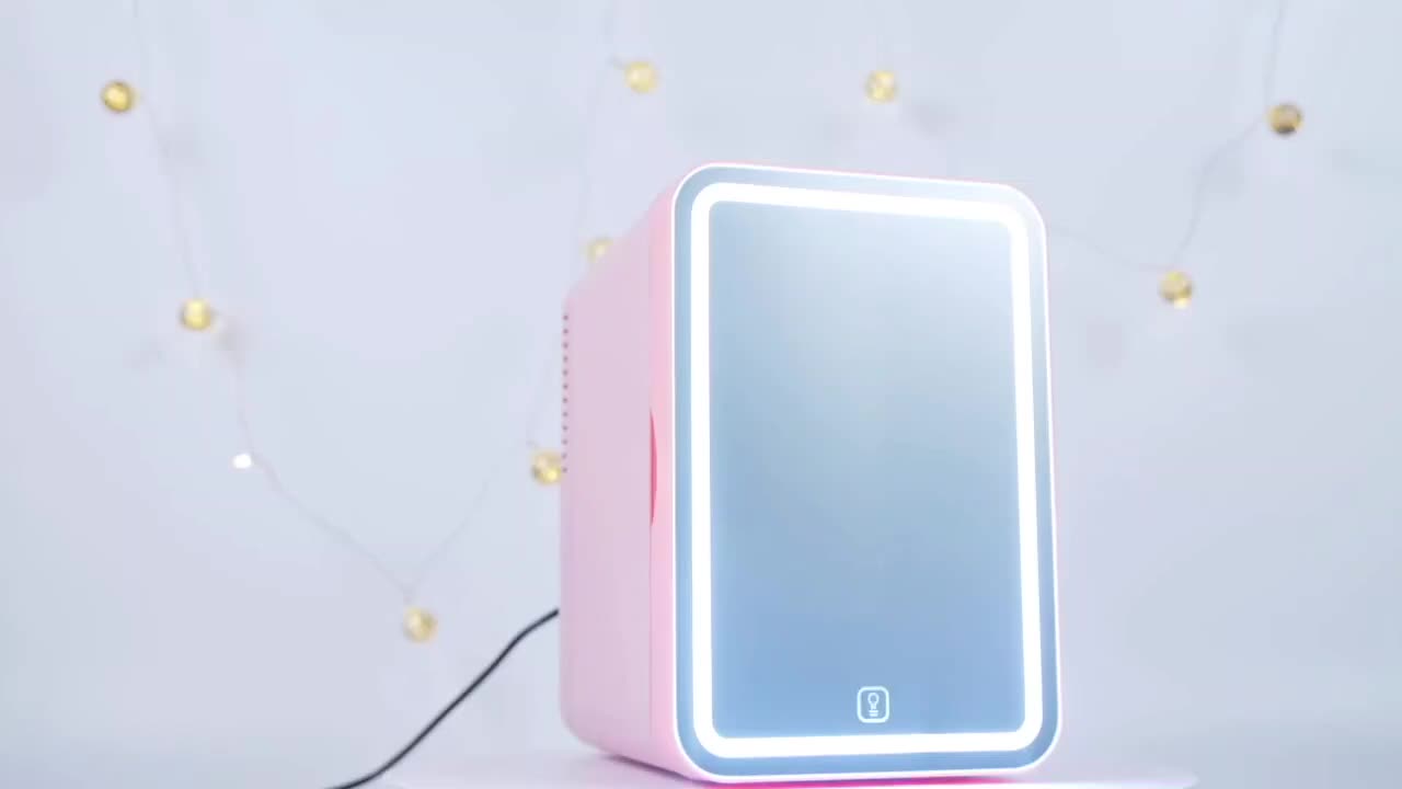 Mini Nevera De Belleza Refrigerador De Maquillaje Cosmético Profesional  Portátil con Espejo para El Cuidado De La Piel (13L Rosa)
