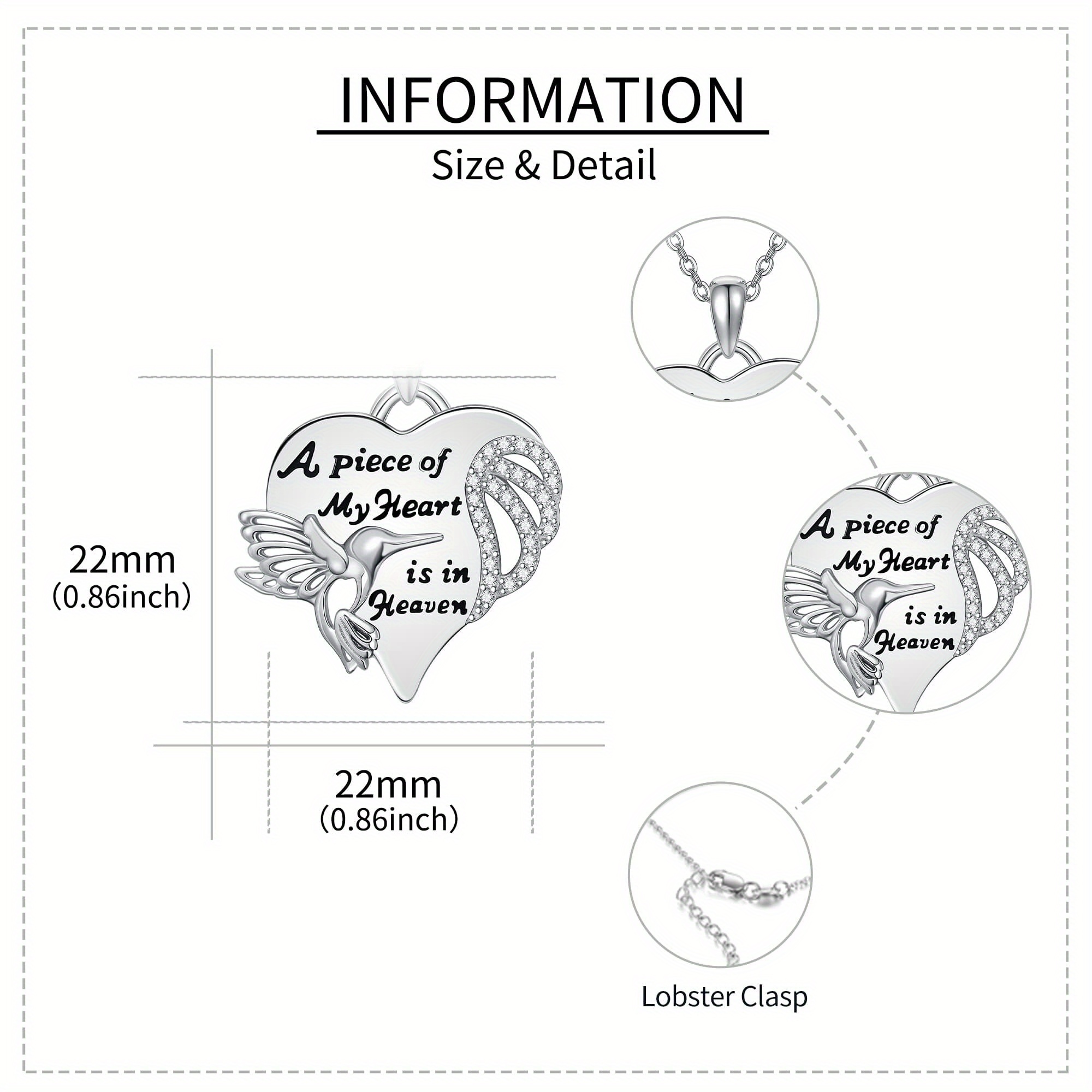 925 Sterling Silver Hummingbird Memorial Necklace