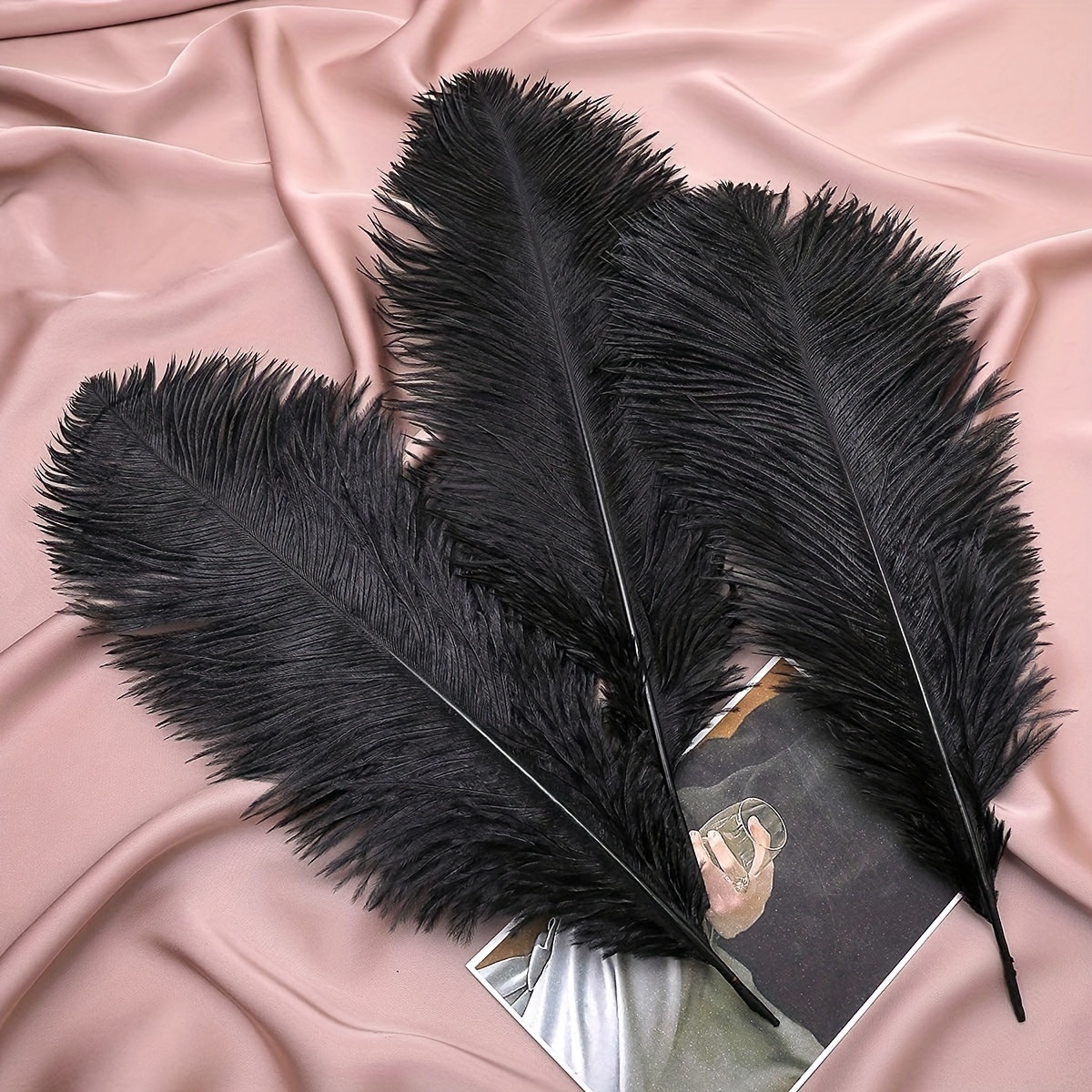 120pcs Black Feathers for Crafts 6-8 inch Natural Goose Feathers for Halloween Party Home DIY Decorations Cosplay Gothic Costumes Accessories