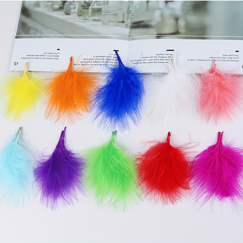 Plumas de marabú de pavo para manualidades, atrapasueños con flecos, plumas  de colores (100 unidades, blanco)