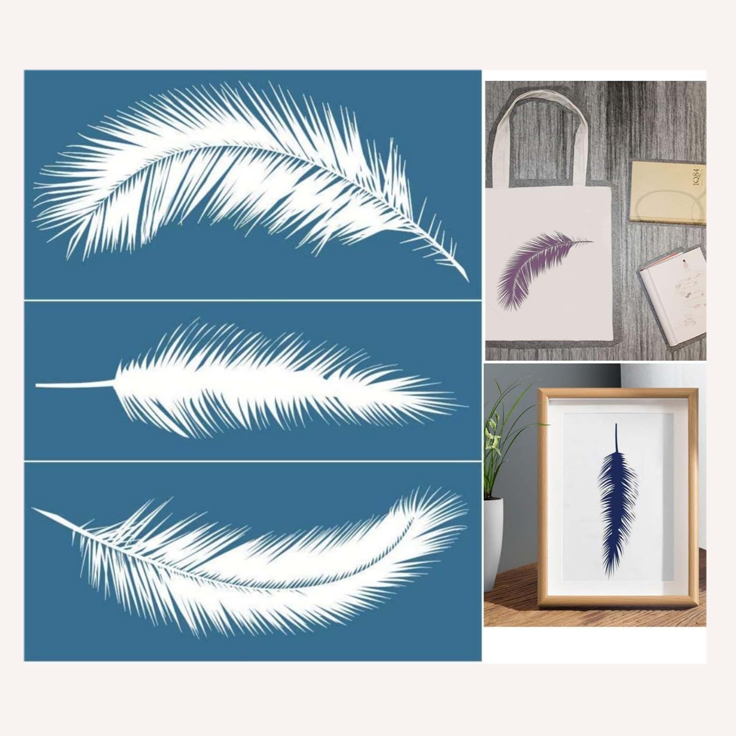 4Pcs A4 Big Feather Leaves DIY Layering Stencils for Painting Scrapbook  Template