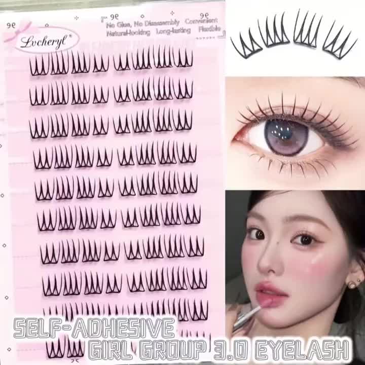 10-Row Cluster False Eyelashes, 80 Mixed Length Curl Clusters