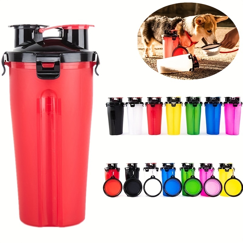 Botella de agua para perros con recipiente para alimentos y filtro  integrado, cuenco de agua portátil a prueba de fugas, dispensador de agua  para