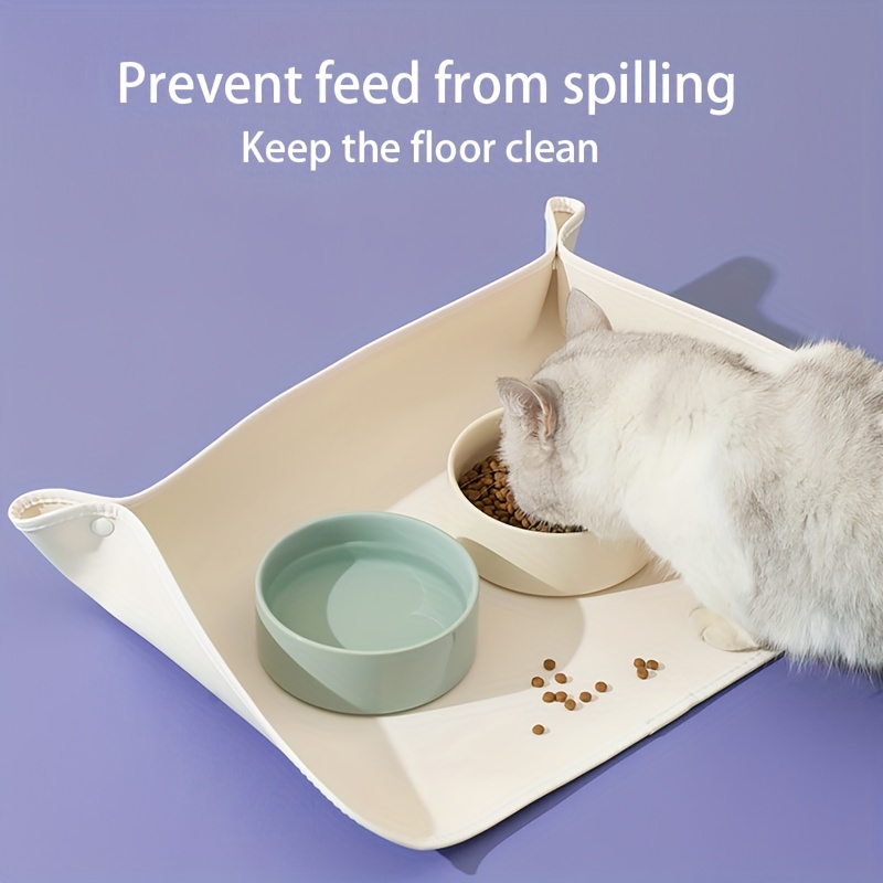 Soft Rubber Cat Feeding Mat, Cute Paw Detail Waterproof Cat Food Met Floor  Mat Non-slip Anti-overflow Cat Bowl Mat Pet Placemat - Temu