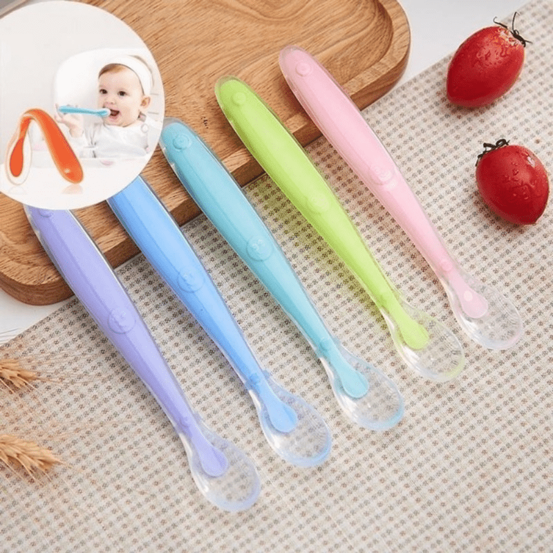 Cuchara de alimentación para bebés 2 piezas de silicona Cucharas de  alimentación para bebés Bebé Primera etapa Rainbow Chew Spoon Set  Suministros de