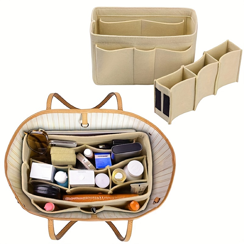 Felt Insert Organizer Storage Bag, Zipper Textured Liner Bag, Lightweight  Portable Inner Storage Bag - Temu