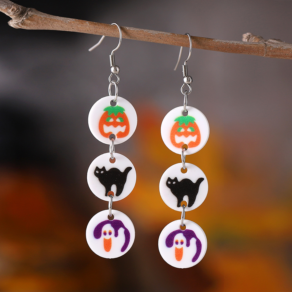 1Pair Fashion Black Witchy Charms Spooky Creative Acrylic Cauldron  Planchette Dangle Earrings For Women Girl Birthday Gift