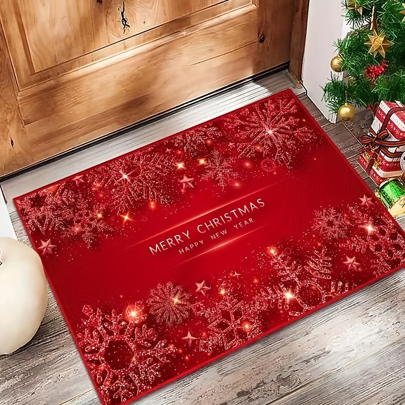 Juego de 2 alfombras de cocina antideslizantes para cocina, color rojo,  árbol de Navidad, brillante, campo, invierno, casa de campo, alfombra