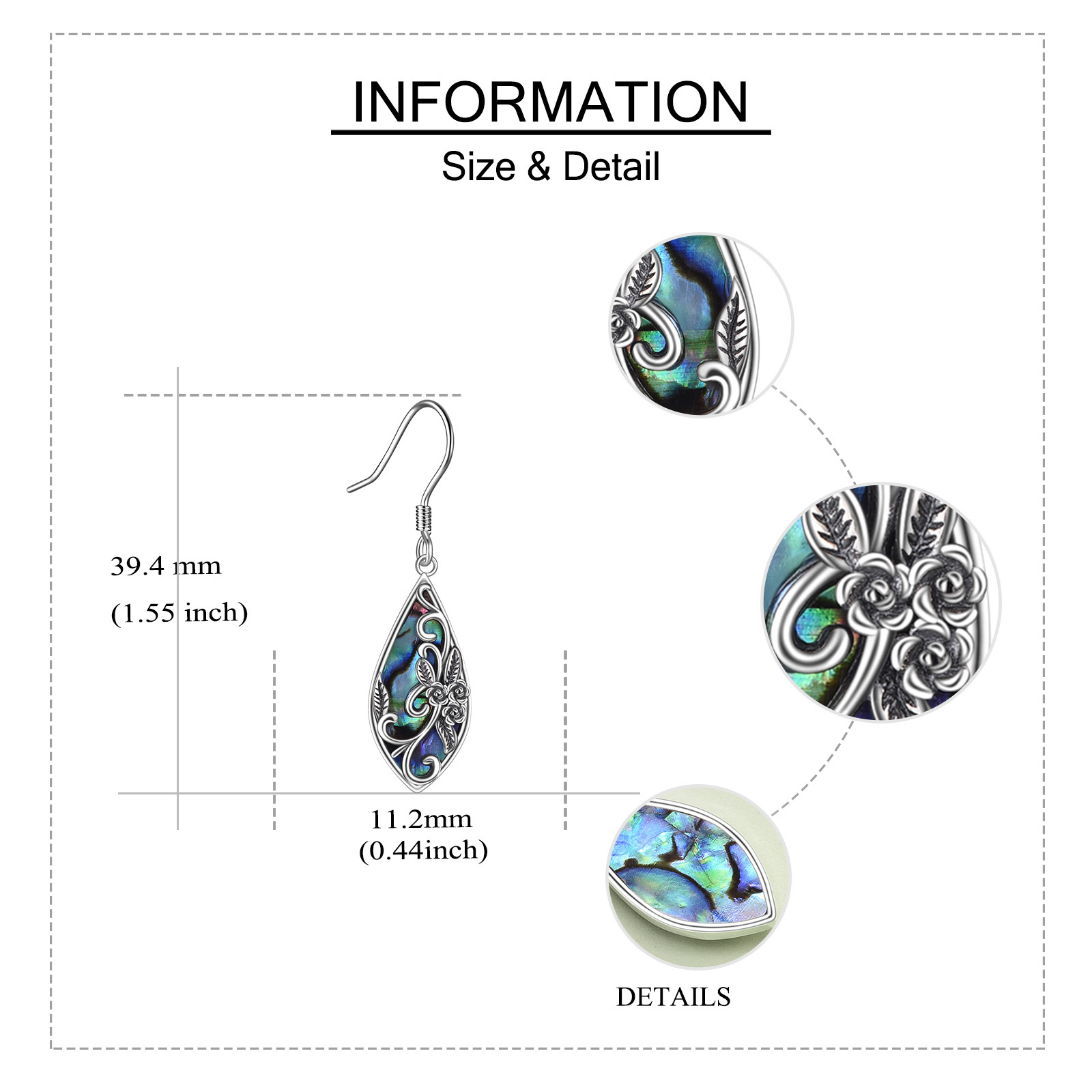 silvery earrings for women sterling silvery   earrings teardrop dangle drop   bohemia jewelry gift for women mother mom Product details 2