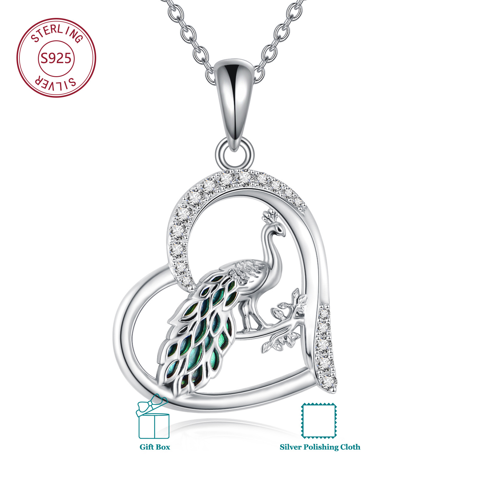 Elegant Retro Peacock Necklace Made Of 925 Sterling Silver And Synthetic Zirconia, Perfect As A Gift For Graduation Season. Hypoallergenic And Ideal For Occasions For Women