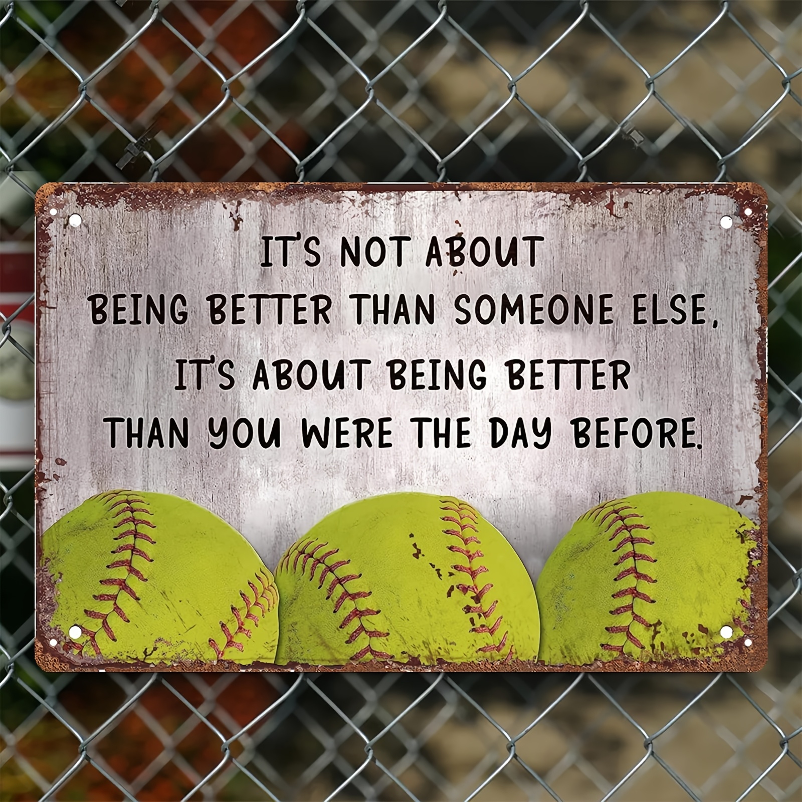 TEMU 2d Flat, [2d Flat] 1pc Perfect For Home Or Garden Decor Its Not About Than Inspirational Softball Quote With Softballs Holiday Plaque With Wall