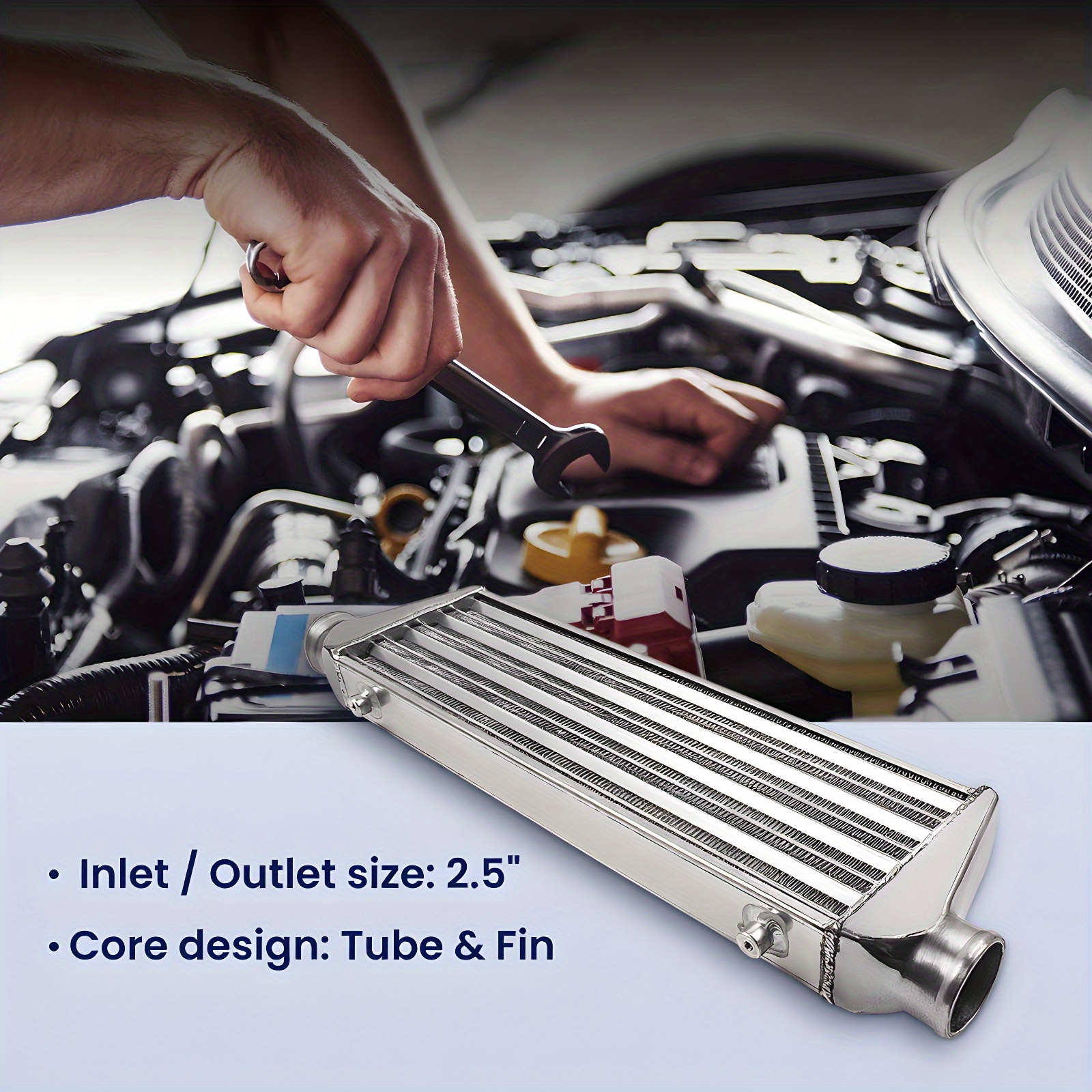 TEMU Universal Tube And Fin Intercooler 27 X 7 X 2.5 Overall Size 2.5