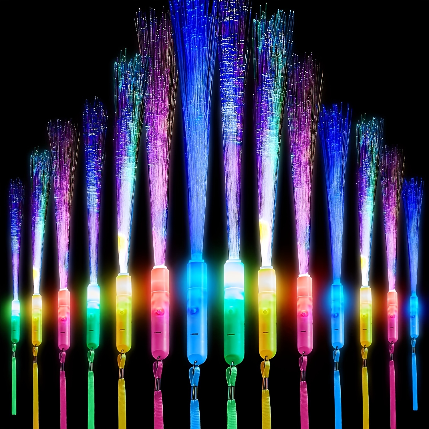 2 x Glow Sticks Pairs In Dark Festival Rainbow Light Up Concert Hen Party