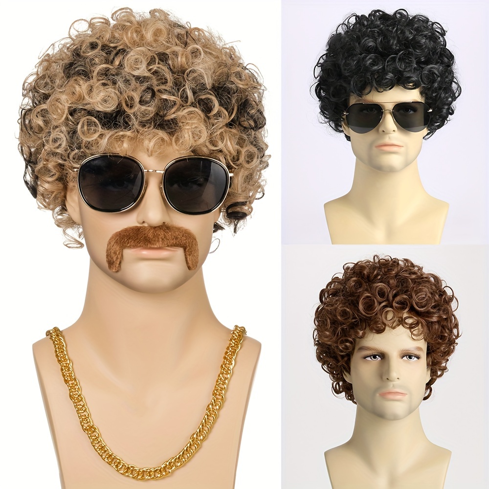 Parrucca afro soffice da 12 '' capelli umani pre-pettinata parrucca riccia  corta afro puff parrucche da discoteca anni '70 anni '80 per donne parrucche  senza co…
