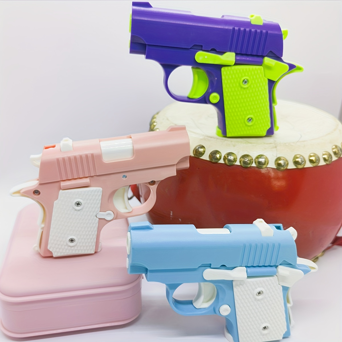 Pistolet Fidget Toy en alliage - Jeu de doigts - Jouet anxiété - Mini jouet  anti-stress - Pour adultes et enfants (noir)