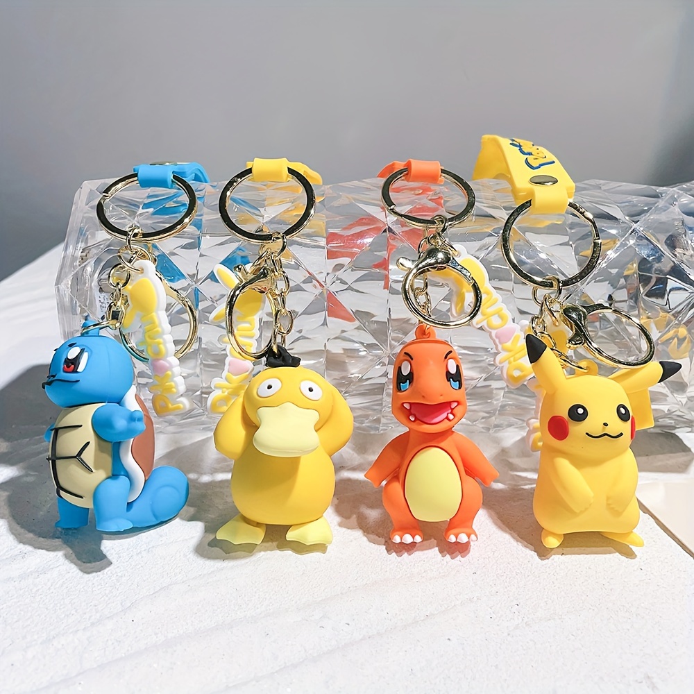 3D PVC Kawaii Pokemen Cute Cartoon Keyring Key Chain Ring Pika Chu