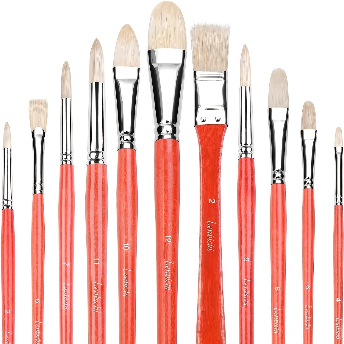 Red Pure Weasel Sable Hair Artist Brushes Filbert Brush Set For Acrylic Oil  Gouche and Watercolor Painting Wooden Handle 6Pcs