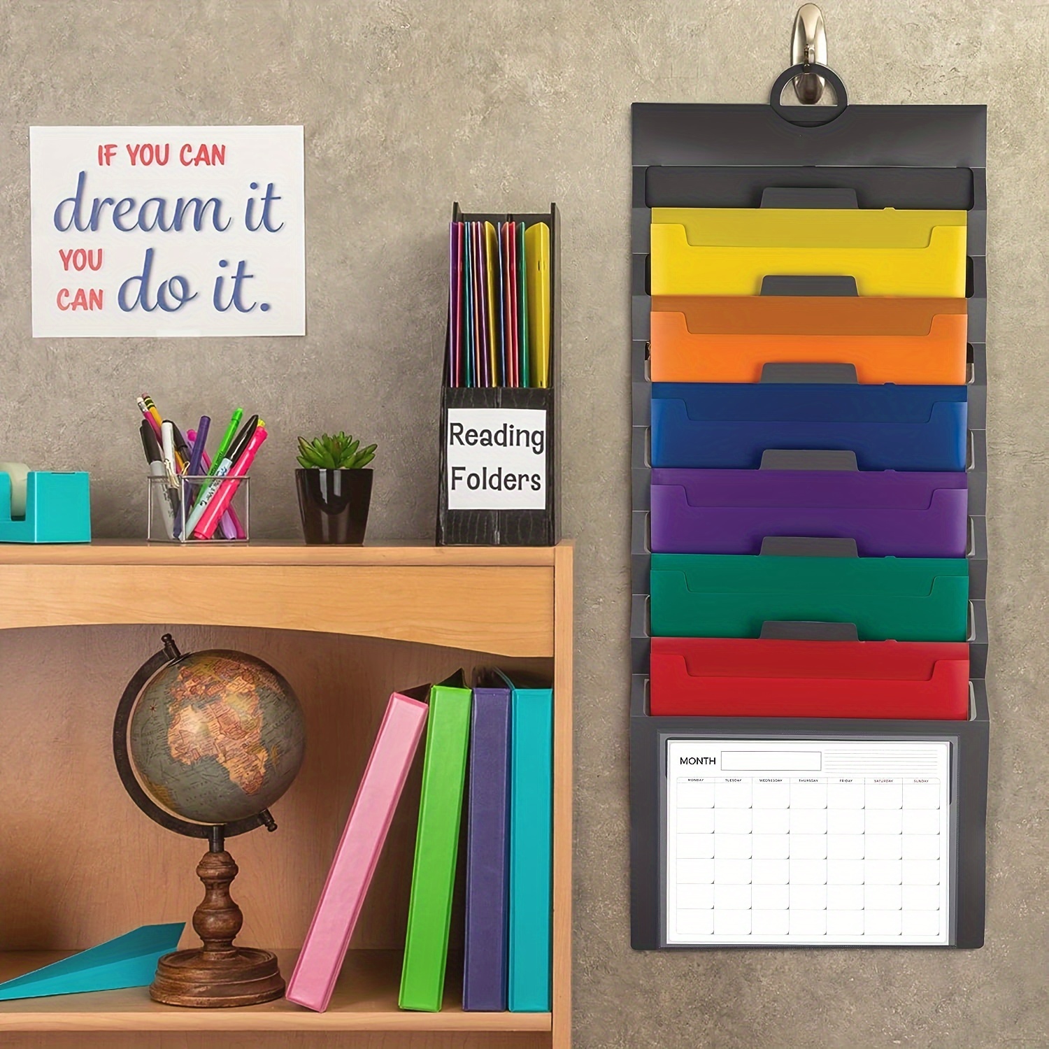 Estante de pared autoadhesivo para escritorio, organizador de papelería, 2  colores