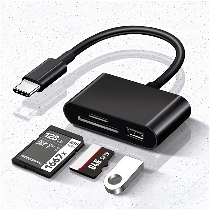 Clé USB 3.0 128Go 3-en-1 Mémoire Stick pour Téléphones Android,  BorlterClamp OTG USB 3.0 Flash Drive avec 3 Ports (USB C/microUSB/USB-A)  pour PC