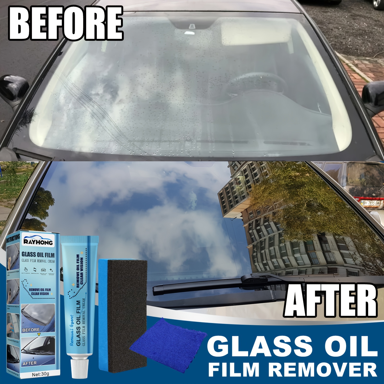 HGKJ-Car Window Oil Film Remover Cleaner Glass Removes Grease Care Car  Paint Scratch Repair Scratch Remover