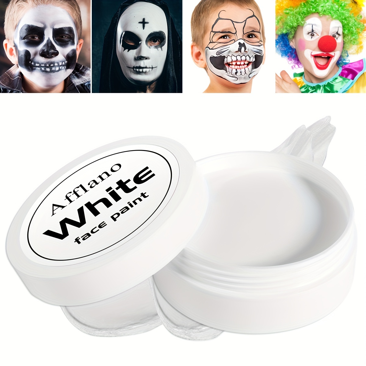 CCBeauty Clown White Face Body Paint Stick Oil, White Eye Black Sticks for  Sports, Cream Skeleton Joker Mime Foundation Makeup, Hypoallergenic Face