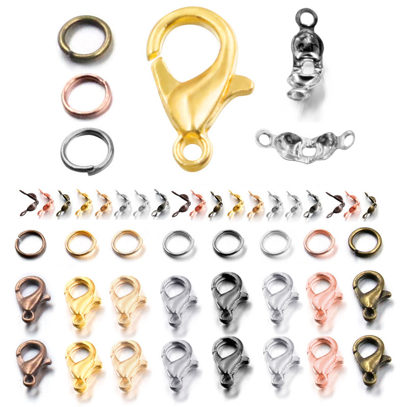 20pcs 5 Styles 316 Stainless Steel Lobster Claw Clasps Heart Jewelry Clasps  Rectangle Bracelet End Clasps with 40pcs Jump Rings for Pendants Jewelry