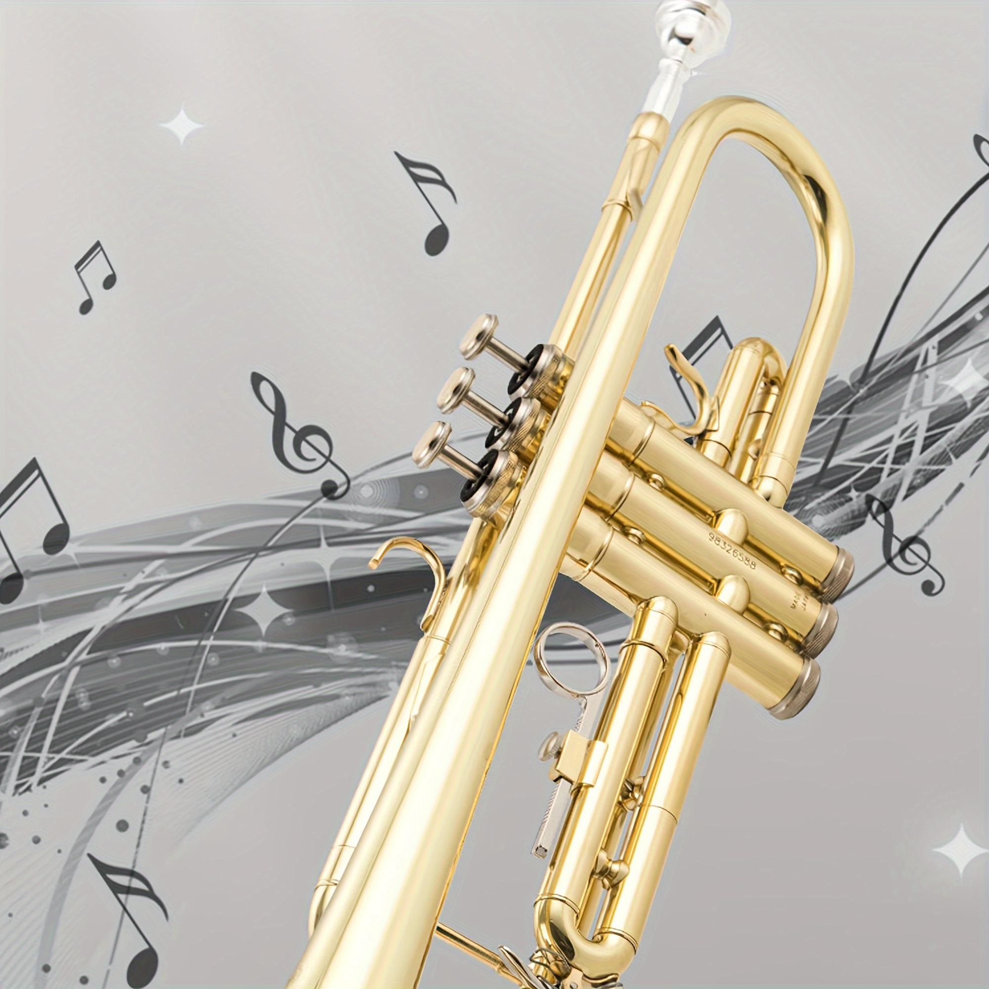 Trompeta dorada recubierta de ABS para niños, juguete de música