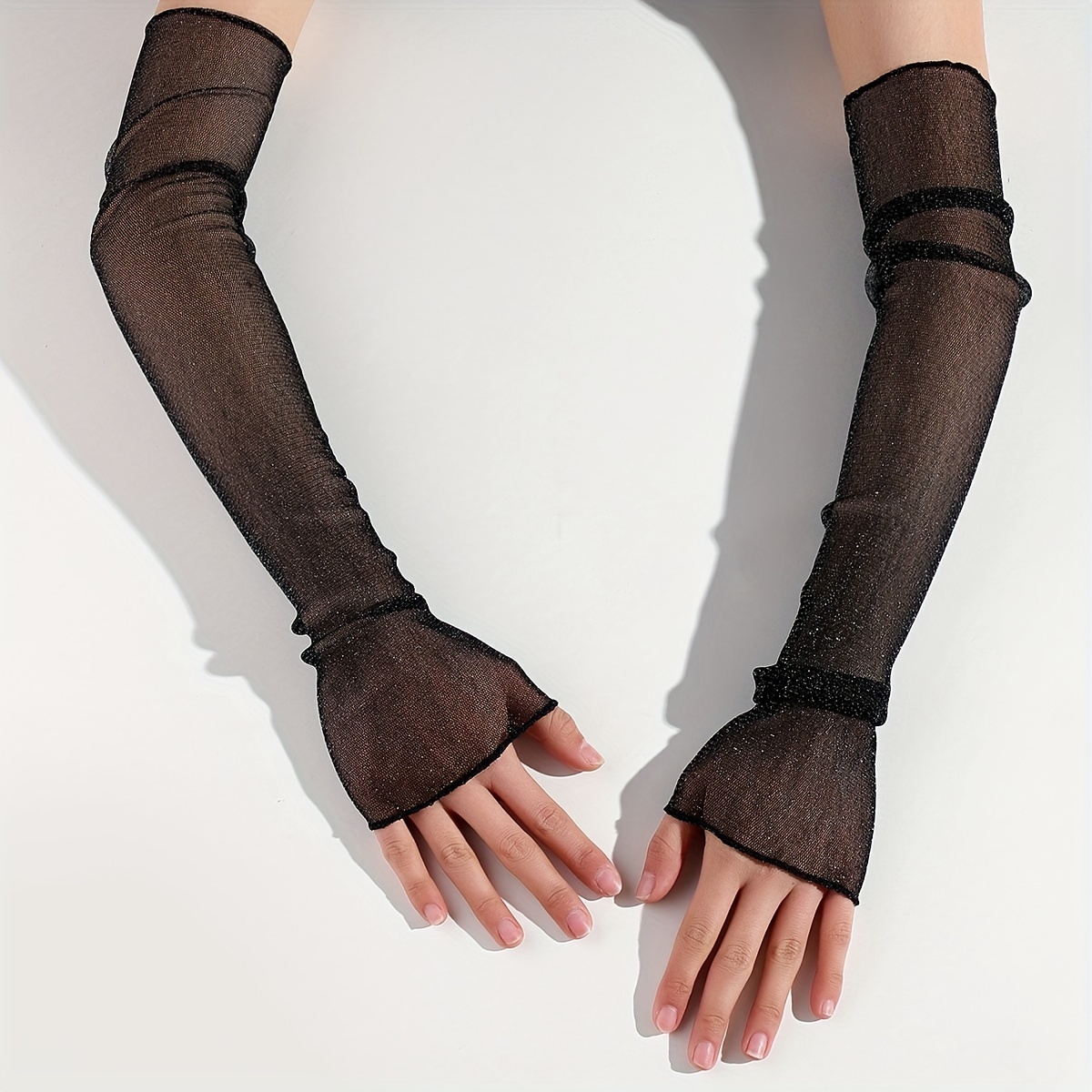 1pair Fashionable Ladies' Lace Fingerless Long Gloves, Perfect For