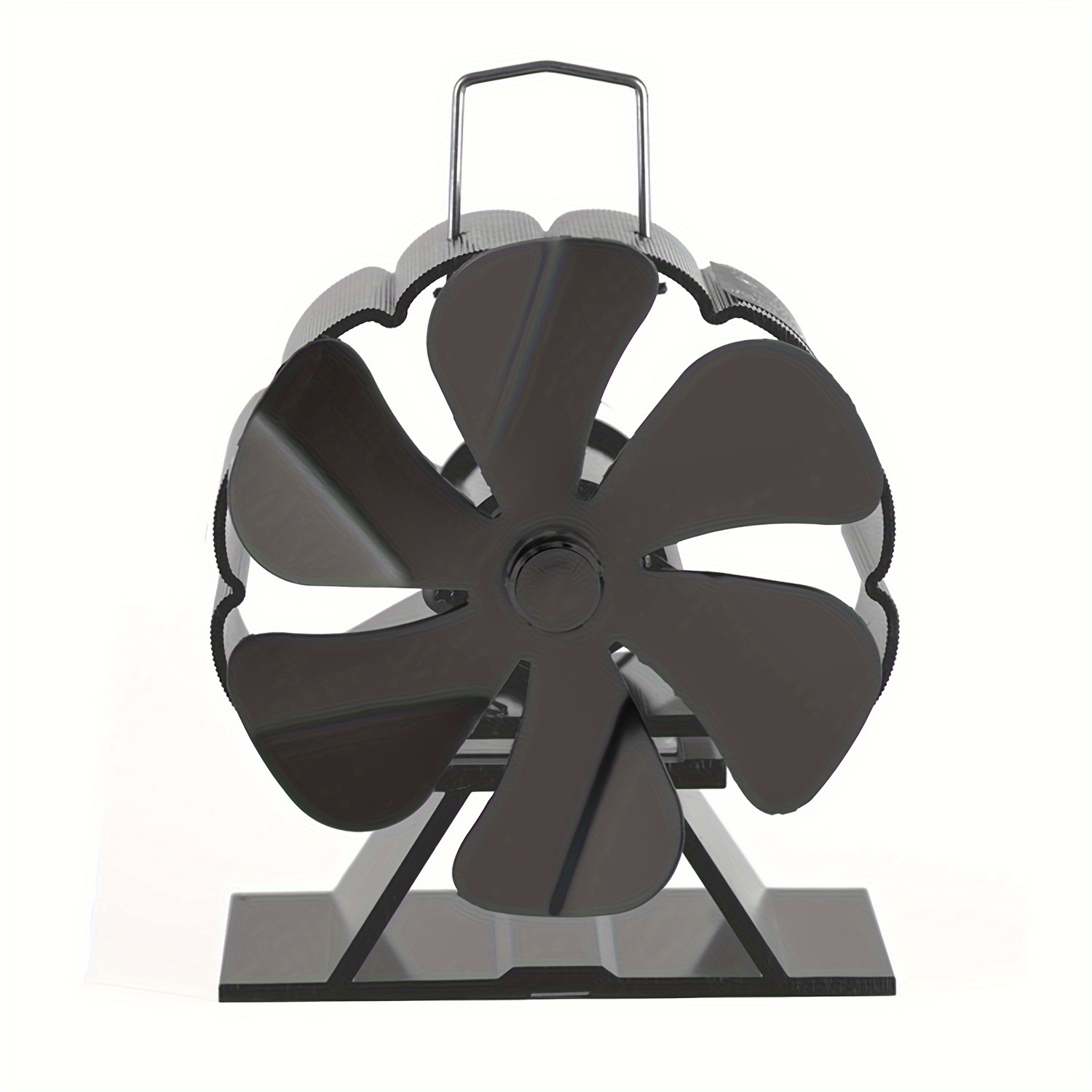 Ventilateur de poêle à 7 lames avec thermometre, Ventilateur de cheminée  noir pour poêle à bois à bûches, pour la maison, silencieux, à économie de