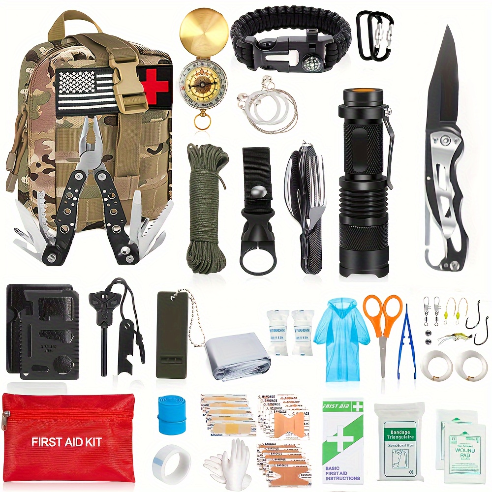 Emergency Survival Kit, 22 in 1 Professional Survival Gear Equipment Tools  First Aid Supplies for SOS Emergency Tactical Hiking Hunting Disaster