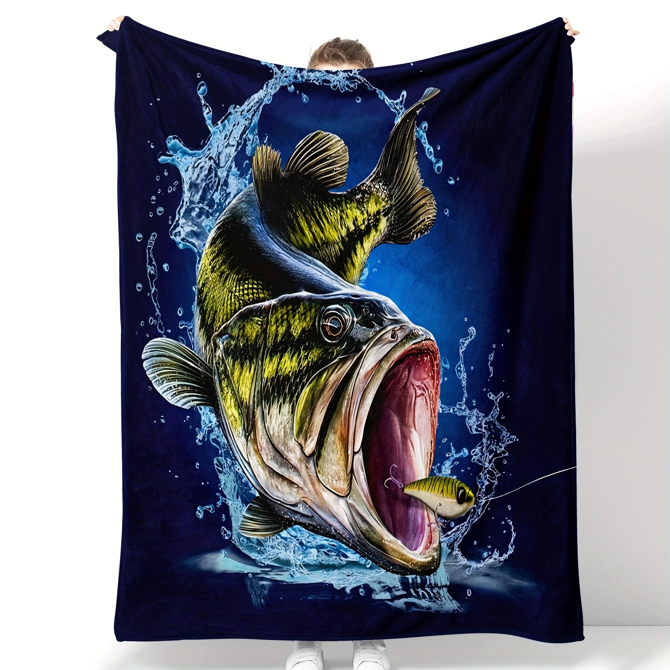 Fish Print Blanket Outdoor Fishing Lovers Blanket Soft Warm - Temu United  Kingdom