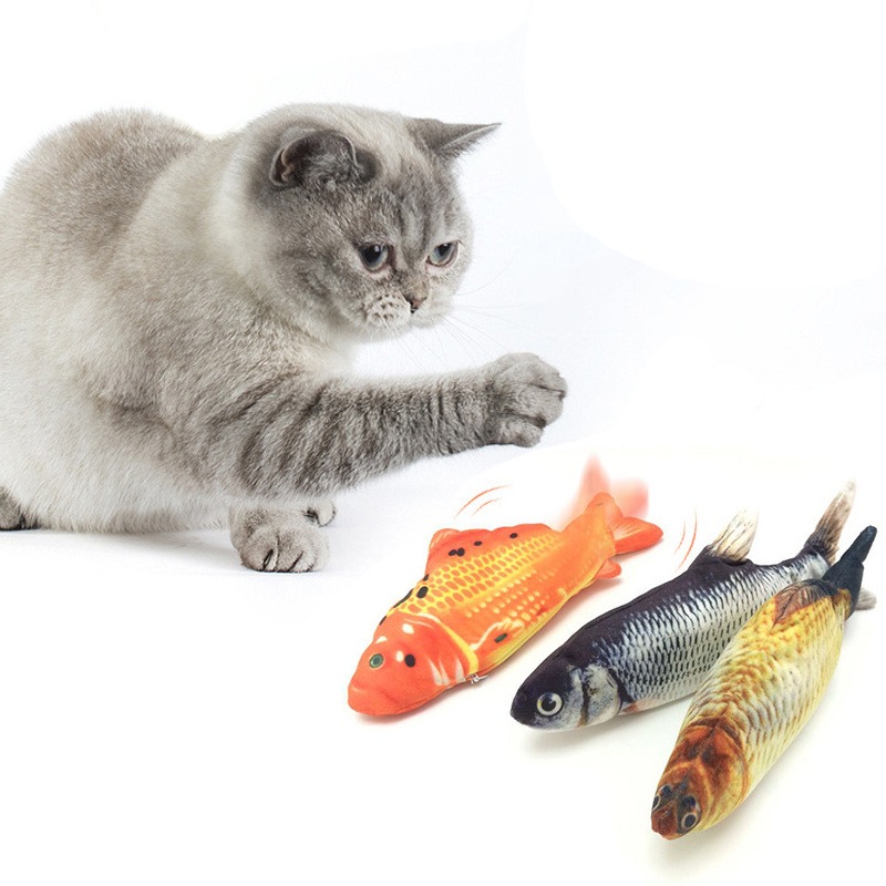 Jouet pour chat en forme de poisson souple avec herbe à chat