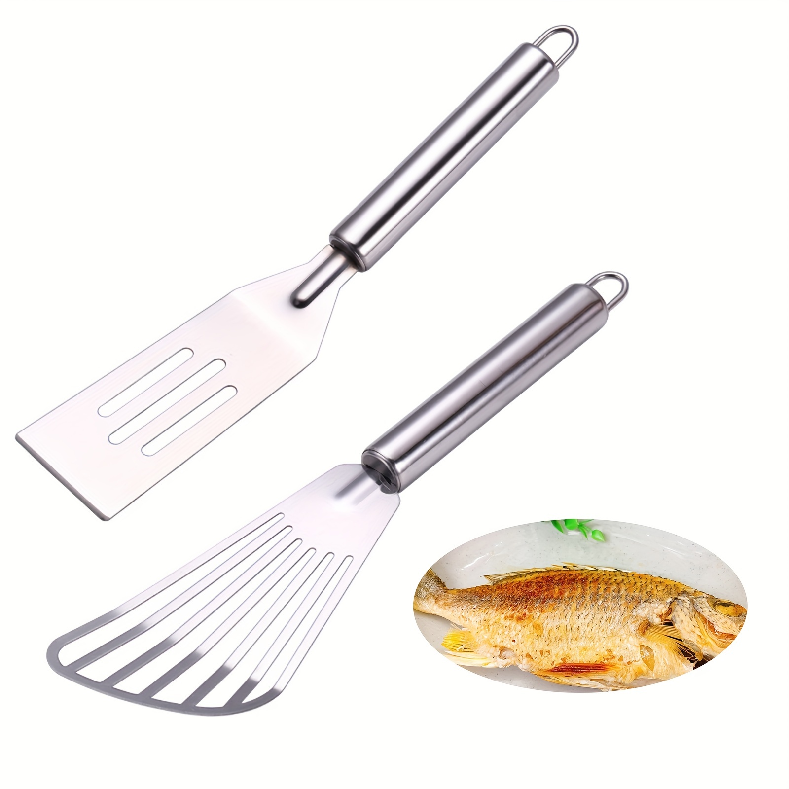 Stainless Steel Cooking Spatula Tongs, Slotted Fish Spatula, Barbecue Clip,  Steak Clamp, Grill Tongs, Perfect Egg Fish Steak Flipping And Frying Tool,  Kitchen Utensils, Kitchen Supplies, Back To School Supplies - Temu