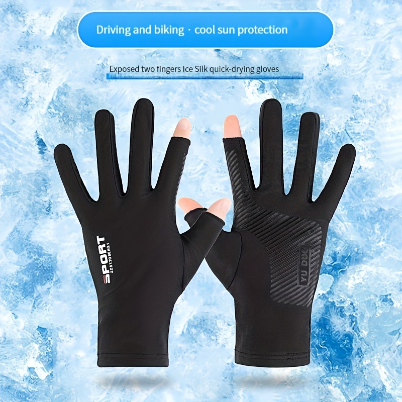 Summer Ice Silk Gloves Unisex Outdoor Sports Fishing Split Finger