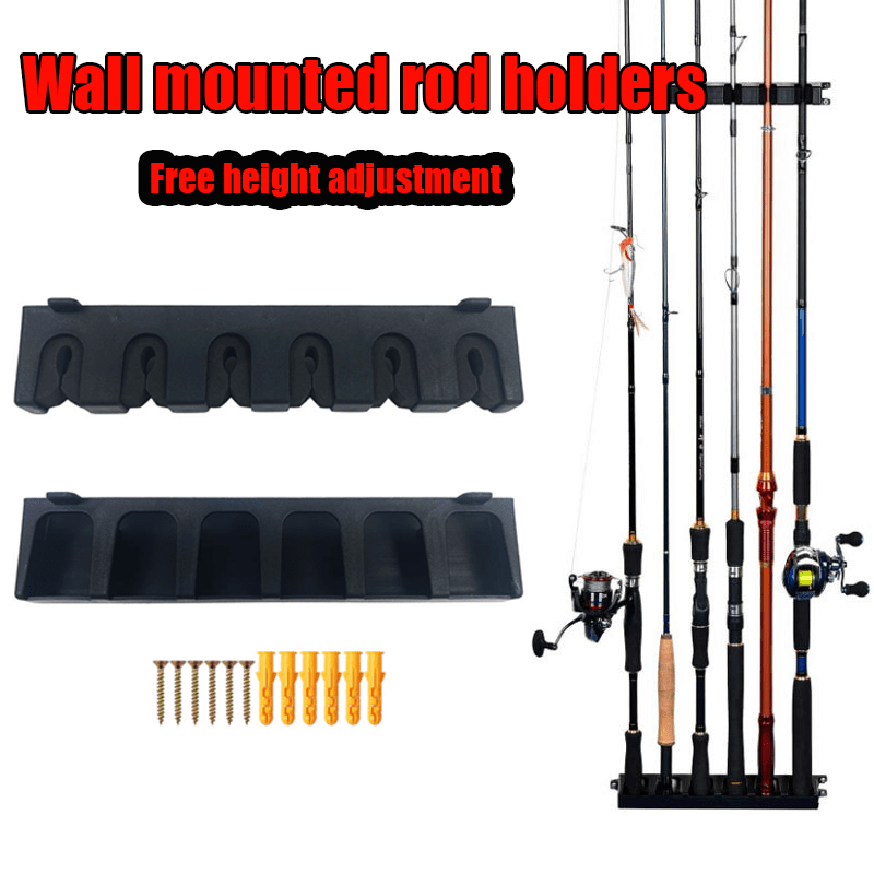 Booms Fishing WV2 Fishing Pole Holder Wall Mount, Fishing Rod Holders for Garage, Vertical Fishing Pole Rack, Compact Fishing Rod Rack Holds Up to 6