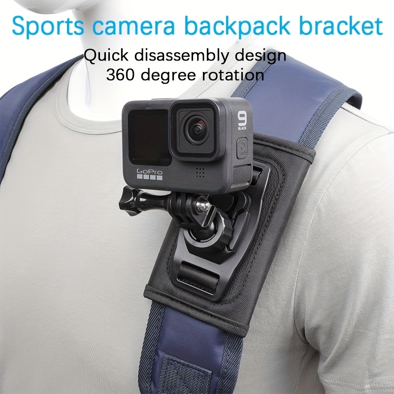 Backpack Shoulder Strap Mount Camera with Adjustable Shoulder Pad and 360  Degree Rotating Base Compatible with GoPro Hero 11 Black, Hero 10/9/8/7,  AKASO, DJI, Insta360 and Most Action Cameras
