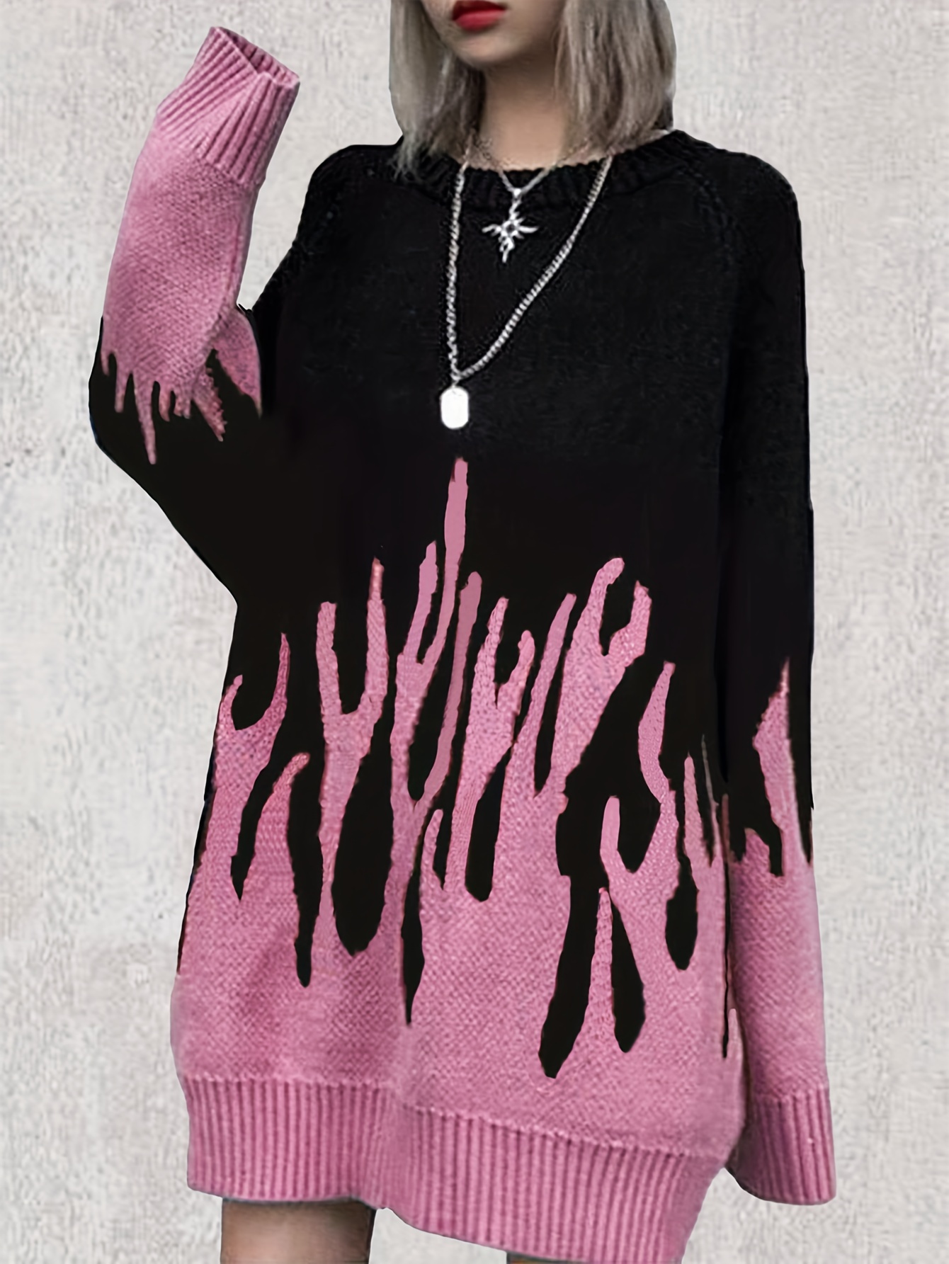 Knitted flame outlet sweater