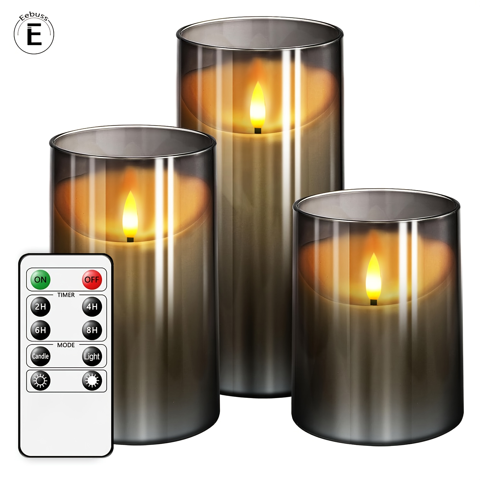 Bougie LED - Bougie pilier noire - Bougies LED avec flamme