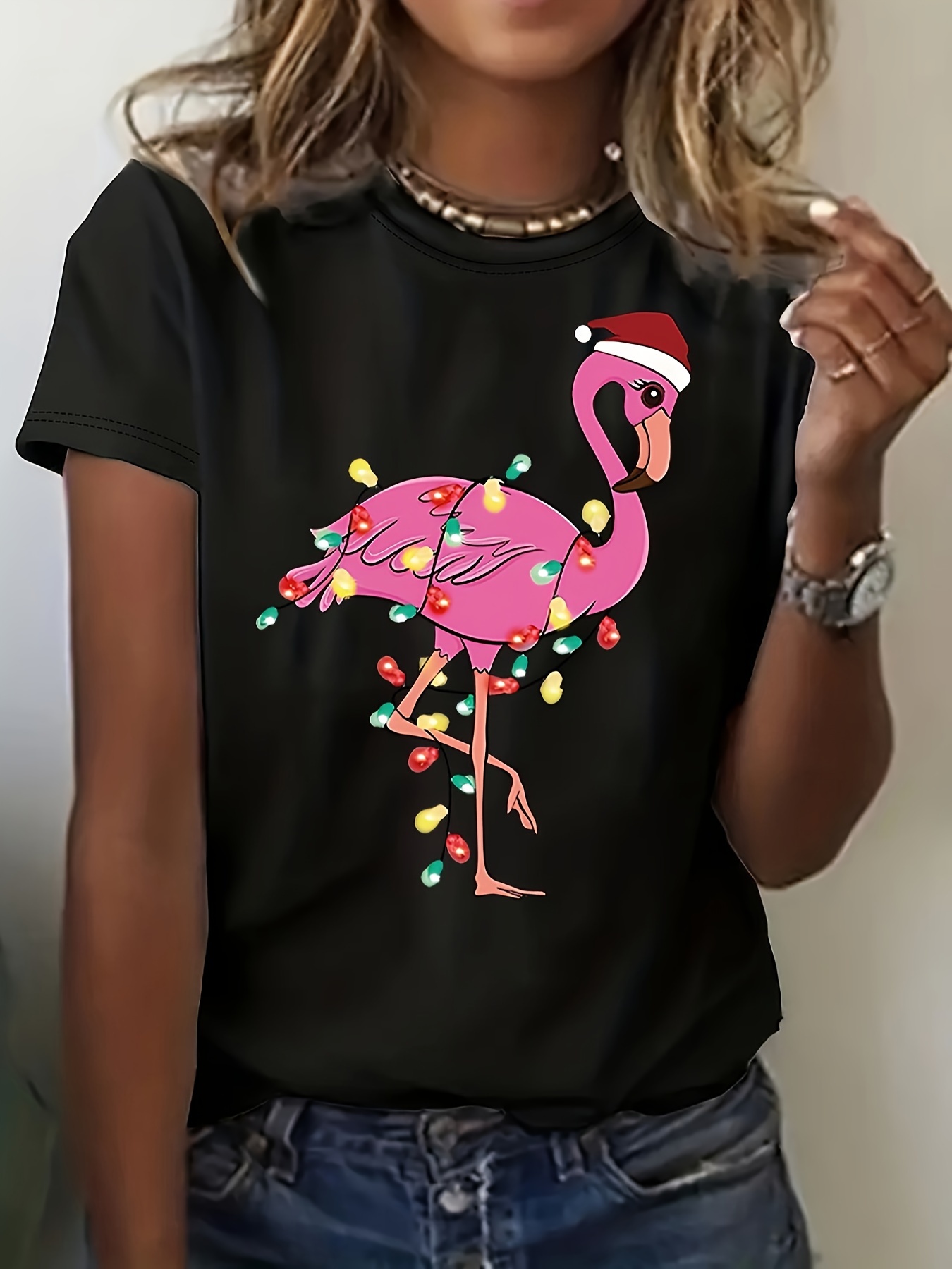 Flamingo - Camisa de manga larga para mujer, Pink