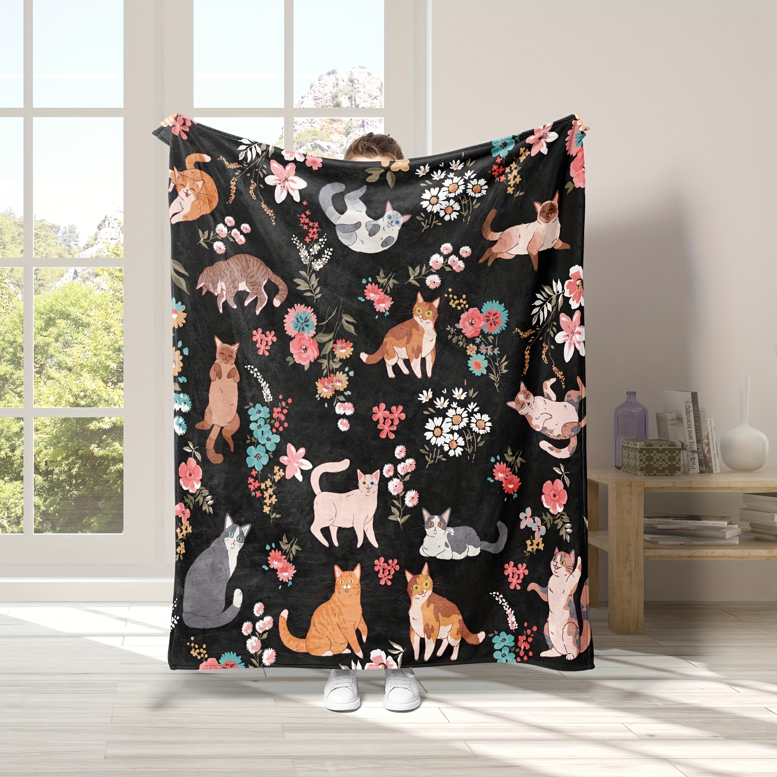 1pc Cat Throw Blanket, Funny Cat Gifts For Cat Lovers, Cat Memorial Gifts,  Cat Lover Gifts For Women Girls, Cat Themed Blanket Gifts, Cat Woman Gifts