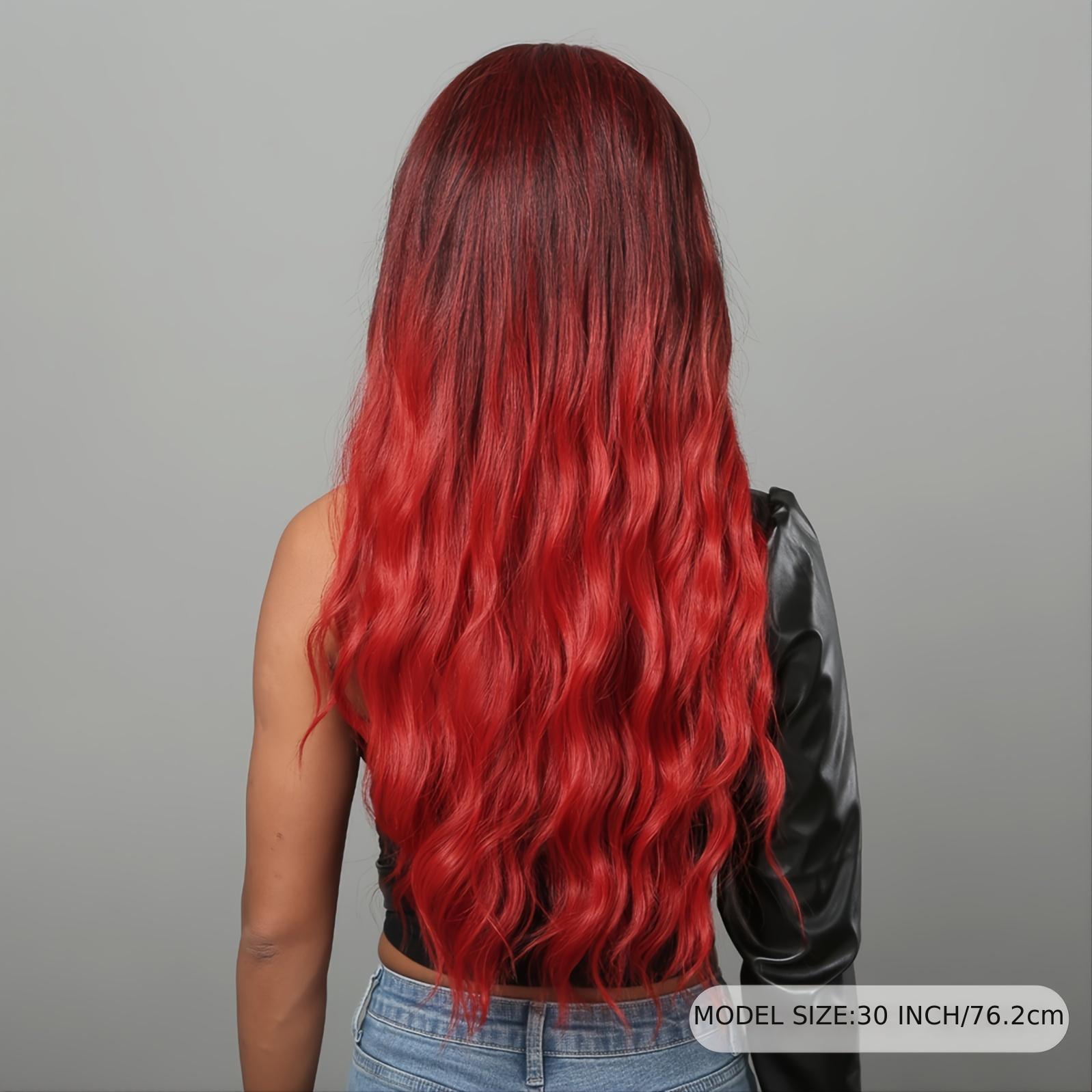 Windy Long Middle Part Black Red Ombre