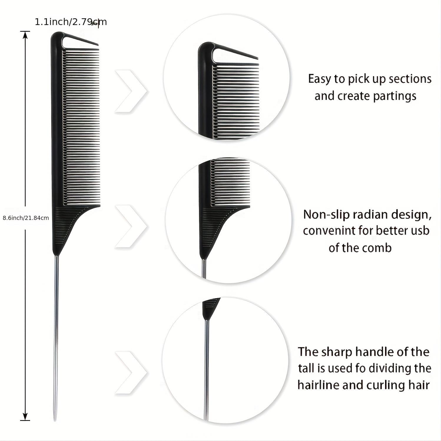 5pcs/Set Hair Combs, Including Flat Top Combs, Carbon Fiber