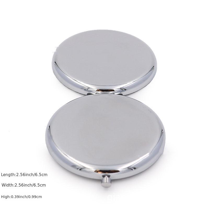 Espejo de bolsillo Caja redonda de metal de doble cara Pop-Up Pocket  Maquillaje Espejo Plata
