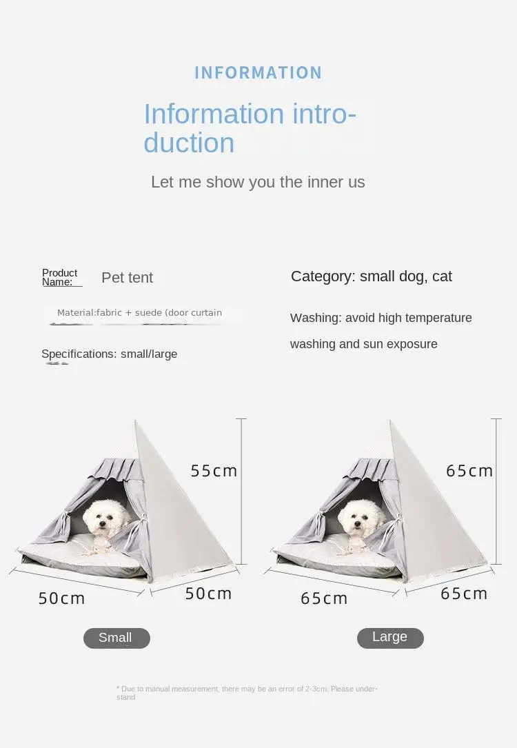 pet teepee tent for dogs cats portable pet tent with thick cushion cat nest dog house details 9