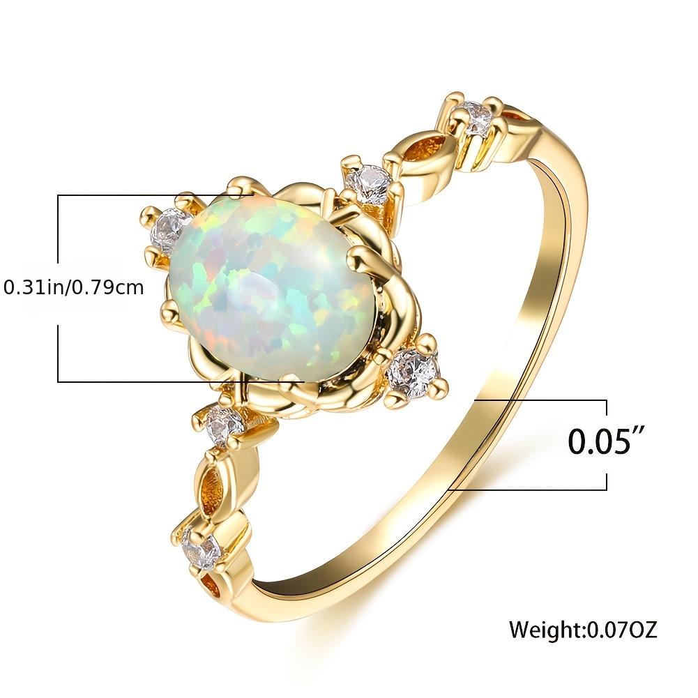 Women's Opal Oval Stone Engagement Ring, Charming Wedding Ring
