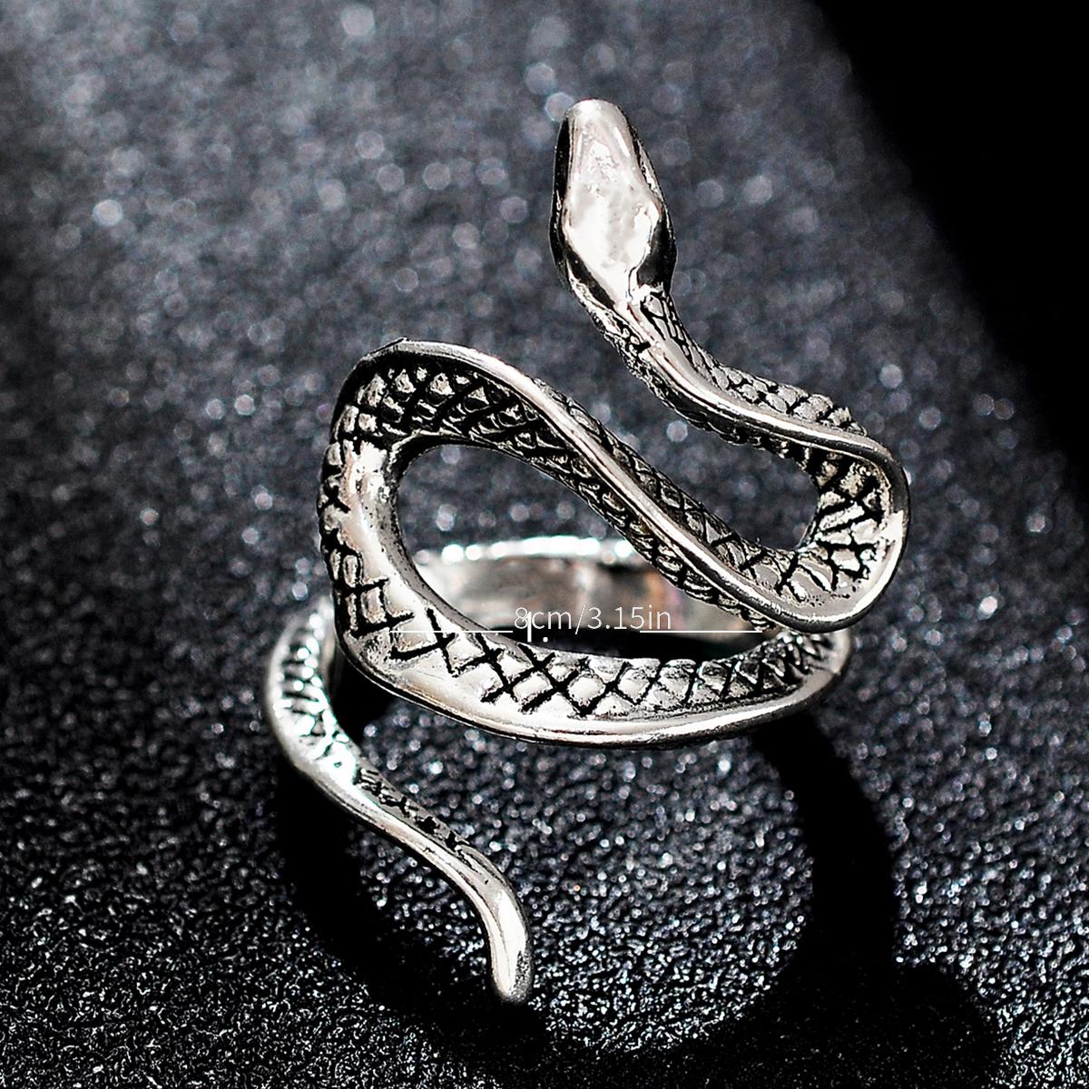 Men's Vintage Gothic Metal Snake Ring, Unique Design
